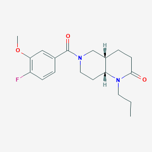 molecular formula C19H25FN2O3 B5291093 (4aS*,8aR*)-6-(4-fluoro-3-methoxybenzoyl)-1-propyloctahydro-1,6-naphthyridin-2(1H)-one 