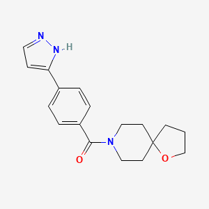 molecular formula C18H21N3O2 B5291106 8-[4-(1H-pyrazol-3-yl)benzoyl]-1-oxa-8-azaspiro[4.5]decane 
