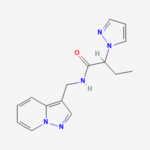 molecular formula C15H17N5O B5291134 N-(pyrazolo[1,5-a]pyridin-3-ylmethyl)-2-(1H-pyrazol-1-yl)butanamide 