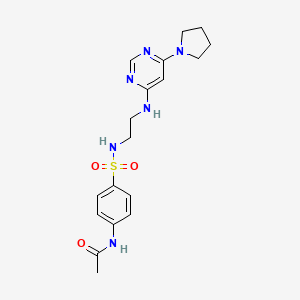 molecular formula C18H24N6O3S B5291147 N-(4-{[(2-{[6-(1-pyrrolidinyl)-4-pyrimidinyl]amino}ethyl)amino]sulfonyl}phenyl)acetamide 