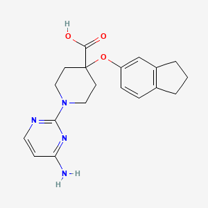 molecular formula C19H22N4O3 B5291185 1-(4-aminopyrimidin-2-yl)-4-(2,3-dihydro-1H-inden-5-yloxy)piperidine-4-carboxylic acid 