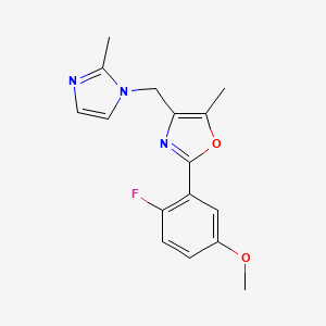 2-(2-fluoro-5-methoxyphenyl)-5-methyl-4-[(2-methyl-1H-imidazol-1-yl)methyl]-1,3-oxazole hydrochloride