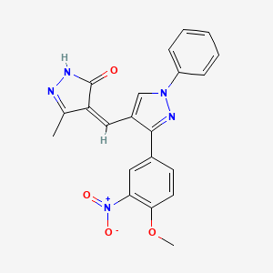 molecular formula C21H17N5O4 B5291277 4-{[3-(4-methoxy-3-nitrophenyl)-1-phenyl-1H-pyrazol-4-yl]methylene}-5-methyl-2,4-dihydro-3H-pyrazol-3-one 