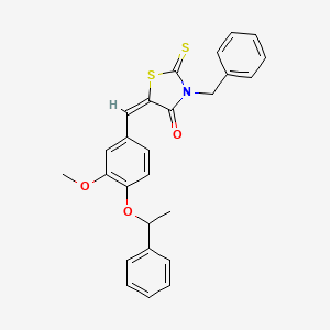 molecular formula C26H23NO3S2 B5291288 3-benzyl-5-[3-methoxy-4-(1-phenylethoxy)benzylidene]-2-thioxo-1,3-thiazolidin-4-one 