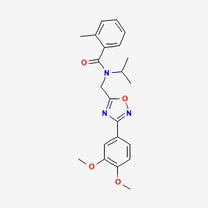 molecular formula C22H25N3O4 B5291295 N-{[3-(3,4-dimethoxyphenyl)-1,2,4-oxadiazol-5-yl]methyl}-N-isopropyl-2-methylbenzamide 