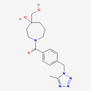 molecular formula C17H23N5O3 B5291300 4-(hydroxymethyl)-1-{4-[(5-methyl-1H-tetrazol-1-yl)methyl]benzoyl}-4-azepanol 