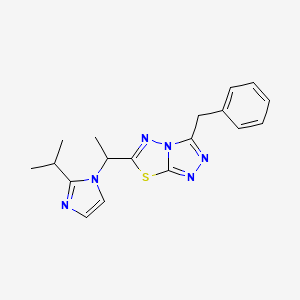 molecular formula C18H20N6S B5291308 3-benzyl-6-[1-(2-isopropyl-1H-imidazol-1-yl)ethyl][1,2,4]triazolo[3,4-b][1,3,4]thiadiazole 