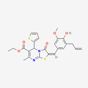 molecular formula C25H24N2O5S2 B5291347 ethyl 2-(3-allyl-4-hydroxy-5-methoxybenzylidene)-7-methyl-3-oxo-5-(2-thienyl)-2,3-dihydro-5H-[1,3]thiazolo[3,2-a]pyrimidine-6-carboxylate 