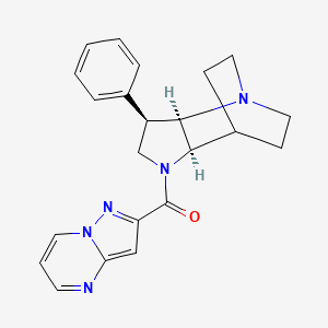 molecular formula C22H23N5O B5291349 (3R*,3aR*,7aR*)-3-phenyl-1-(pyrazolo[1,5-a]pyrimidin-2-ylcarbonyl)octahydro-4,7-ethanopyrrolo[3,2-b]pyridine 