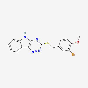 molecular formula C17H13BrN4OS B5291376 3-[(3-bromo-4-methoxybenzyl)thio]-5H-[1,2,4]triazino[5,6-b]indole 