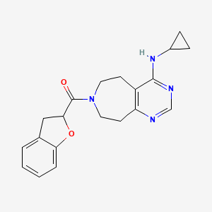 molecular formula C20H22N4O2 B5291384 N-cyclopropyl-7-(2,3-dihydro-1-benzofuran-2-ylcarbonyl)-6,7,8,9-tetrahydro-5H-pyrimido[4,5-d]azepin-4-amine 