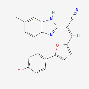 molecular formula C21H14FN3O B5291410 3-[5-(4-fluorophenyl)-2-furyl]-2-(5-methyl-1H-benzimidazol-2-yl)acrylonitrile 