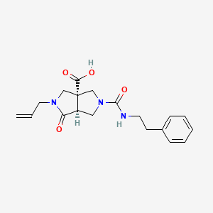 molecular formula C19H23N3O4 B5291436 (3aR*,6aS*)-2-allyl-1-oxo-5-{[(2-phenylethyl)amino]carbonyl}hexahydropyrrolo[3,4-c]pyrrole-3a(1H)-carboxylic acid 