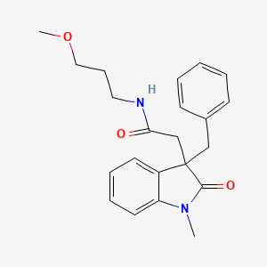 molecular formula C22H26N2O3 B5291528 2-(3-benzyl-1-methyl-2-oxo-2,3-dihydro-1H-indol-3-yl)-N-(3-methoxypropyl)acetamide 