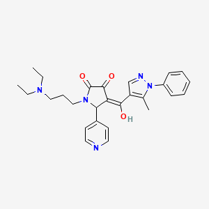 molecular formula C27H31N5O3 B5291555 1-[3-(diethylamino)propyl]-3-hydroxy-4-[(5-methyl-1-phenyl-1H-pyrazol-4-yl)carbonyl]-5-(4-pyridinyl)-1,5-dihydro-2H-pyrrol-2-one 