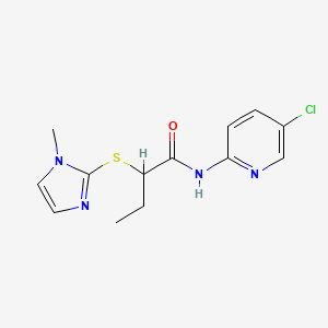 molecular formula C13H15ClN4OS B5291572 N-(5-chloro-2-pyridinyl)-2-[(1-methyl-1H-imidazol-2-yl)thio]butanamide 