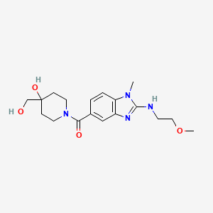 molecular formula C18H26N4O4 B5291575 4-(hydroxymethyl)-1-({2-[(2-methoxyethyl)amino]-1-methyl-1H-benzimidazol-5-yl}carbonyl)piperidin-4-ol 