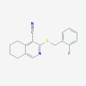 molecular formula C17H15FN2S B5291585 3-[(2-fluorobenzyl)thio]-5,6,7,8-tetrahydro-4-isoquinolinecarbonitrile 