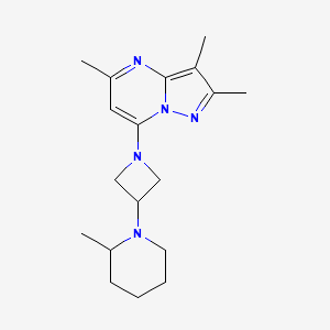 molecular formula C18H27N5 B5291591 2,3,5-trimethyl-7-[3-(2-methyl-1-piperidinyl)-1-azetidinyl]pyrazolo[1,5-a]pyrimidine 