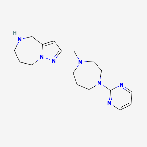 molecular formula C17H25N7 B5291632 2-{[4-(2-pyrimidinyl)-1,4-diazepan-1-yl]methyl}-5,6,7,8-tetrahydro-4H-pyrazolo[1,5-a][1,4]diazepine 