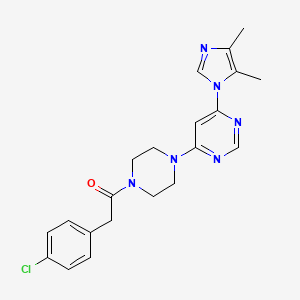 molecular formula C21H23ClN6O B5291639 4-{4-[(4-chlorophenyl)acetyl]-1-piperazinyl}-6-(4,5-dimethyl-1H-imidazol-1-yl)pyrimidine 