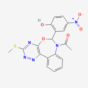 molecular formula C19H15N5O5S B5291661 2-[7-acetyl-3-(methylthio)-6,7-dihydro[1,2,4]triazino[5,6-d][3,1]benzoxazepin-6-yl]-4-nitrophenol 