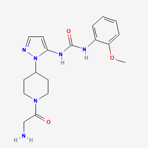 molecular formula C18H24N6O3 B5291671 N-[1-(1-glycyl-4-piperidinyl)-1H-pyrazol-5-yl]-N'-(2-methoxyphenyl)urea hydrochloride 