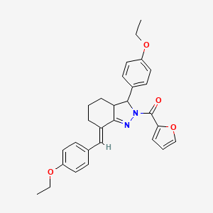 molecular formula C29H30N2O4 B5291691 7-(4-ethoxybenzylidene)-3-(4-ethoxyphenyl)-2-(2-furoyl)-3,3a,4,5,6,7-hexahydro-2H-indazole 