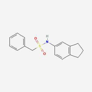 molecular formula C16H17NO2S B5291716 N-(2,3-dihydro-1H-inden-5-yl)-1-phenylmethanesulfonamide 