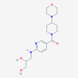 molecular formula C19H30N4O4 B5291751 3-(methyl{5-[(4-morpholin-4-ylpiperidin-1-yl)carbonyl]pyridin-2-yl}amino)propane-1,2-diol 