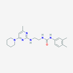 molecular formula C21H30N6O B5291783 N-(3,4-dimethylphenyl)-N'-(2-{[4-methyl-6-(1-piperidinyl)-2-pyrimidinyl]amino}ethyl)urea 