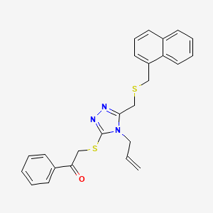molecular formula C25H23N3OS2 B5291798 2-[(4-allyl-5-{[(1-naphthylmethyl)thio]methyl}-4H-1,2,4-triazol-3-yl)thio]-1-phenylethanone 