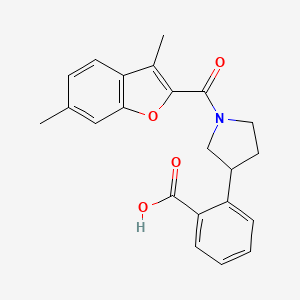 molecular formula C22H21NO4 B5291832 2-{1-[(3,6-dimethyl-1-benzofuran-2-yl)carbonyl]-3-pyrrolidinyl}benzoic acid 