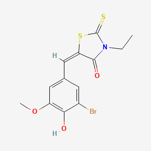 molecular formula C13H12BrNO3S2 B5291838 5-(3-bromo-4-hydroxy-5-methoxybenzylidene)-3-ethyl-2-thioxo-1,3-thiazolidin-4-one 