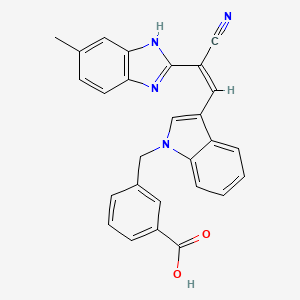 molecular formula C27H20N4O2 B5291862 3-({3-[2-cyano-2-(5-methyl-1H-benzimidazol-2-yl)vinyl]-1H-indol-1-yl}methyl)benzoic acid 