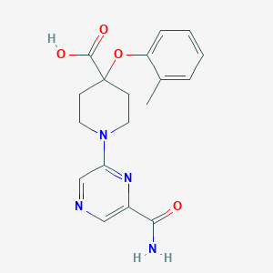 molecular formula C18H20N4O4 B5291887 1-[6-(aminocarbonyl)pyrazin-2-yl]-4-(2-methylphenoxy)piperidine-4-carboxylic acid 