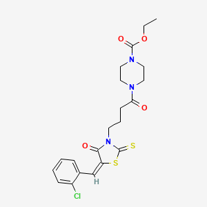 molecular formula C21H24ClN3O4S2 B5291904 ethyl 4-{4-[5-(2-chlorobenzylidene)-4-oxo-2-thioxo-1,3-thiazolidin-3-yl]butanoyl}-1-piperazinecarboxylate 