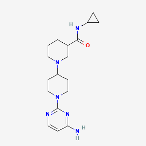 molecular formula C18H28N6O B5291922 1'-(4-aminopyrimidin-2-yl)-N-cyclopropyl-1,4'-bipiperidine-3-carboxamide 
