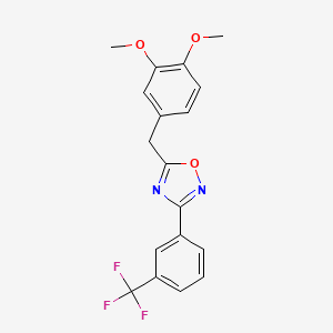 molecular formula C18H15F3N2O3 B5291946 5-(3,4-dimethoxybenzyl)-3-[3-(trifluoromethyl)phenyl]-1,2,4-oxadiazole 