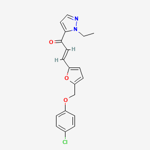 molecular formula C19H17ClN2O3 B5291987 3-{5-[(4-chlorophenoxy)methyl]-2-furyl}-1-(1-ethyl-1H-pyrazol-5-yl)-2-propen-1-one 
