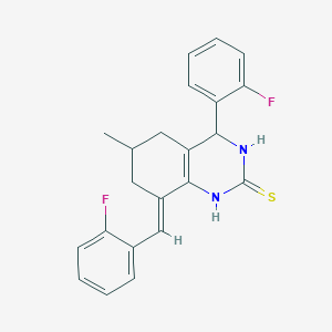 molecular formula C22H20F2N2S B5291994 8-(2-fluorobenzylidene)-4-(2-fluorophenyl)-6-methyl-3,4,5,6,7,8-hexahydro-2(1H)-quinazolinethione 