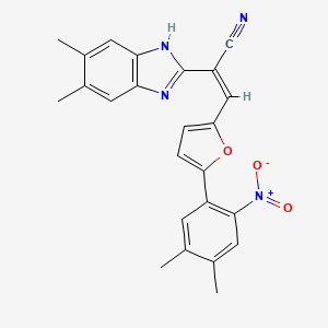 molecular formula C24H20N4O3 B5292000 2-(5,6-dimethyl-1H-benzimidazol-2-yl)-3-[5-(4,5-dimethyl-2-nitrophenyl)-2-furyl]acrylonitrile 