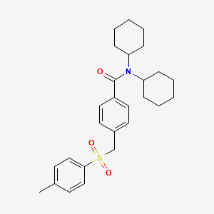 molecular formula C27H35NO3S B5292014 N,N-dicyclohexyl-4-{[(4-methylphenyl)sulfonyl]methyl}benzamide 