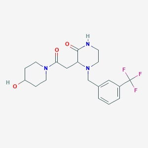 molecular formula C19H24F3N3O3 B5292067 3-[2-(4-hydroxy-1-piperidinyl)-2-oxoethyl]-4-[3-(trifluoromethyl)benzyl]-2-piperazinone 