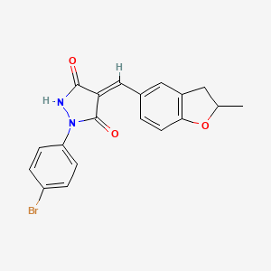 molecular formula C19H15BrN2O3 B5292116 1-(4-bromophenyl)-4-[(2-methyl-2,3-dihydro-1-benzofuran-5-yl)methylene]-3,5-pyrazolidinedione 
