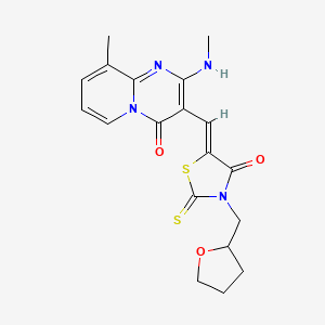 molecular formula C19H20N4O3S2 B5292130 9-methyl-2-(methylamino)-3-{[4-oxo-3-(tetrahydro-2-furanylmethyl)-2-thioxo-1,3-thiazolidin-5-ylidene]methyl}-4H-pyrido[1,2-a]pyrimidin-4-one 