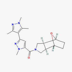 molecular formula C19H25N5O2 B5292138 (1R*,2R*,6S*,7S*)-4-[(1,1',3',5'-tetramethyl-1H,1'H-3,4'-bipyrazol-5-yl)carbonyl]-10-oxa-4-azatricyclo[5.2.1.0~2,6~]decane 