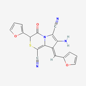 7-amino-3-(2-furyl)-8-(2-furylmethylene)-4-oxo-3,4-dihydro-8H-pyrrolo[2,1-c][1,4]thiazine-1,6-dicarbonitrile