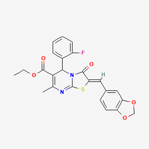 molecular formula C24H19FN2O5S B5292151 ethyl 2-(1,3-benzodioxol-5-ylmethylene)-5-(2-fluorophenyl)-7-methyl-3-oxo-2,3-dihydro-5H-[1,3]thiazolo[3,2-a]pyrimidine-6-carboxylate 