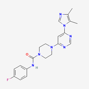 molecular formula C20H22FN7O B5292208 4-[6-(4,5-dimethyl-1H-imidazol-1-yl)-4-pyrimidinyl]-N-(4-fluorophenyl)-1-piperazinecarboxamide 